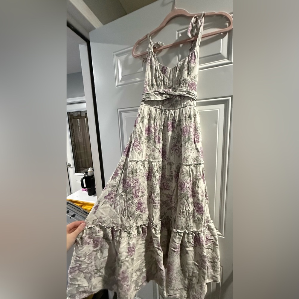 Floral Maxi Dress with Purple and Cream